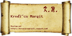 Krnács Margit névjegykártya